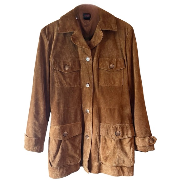 Virginia Slims Vintage 70s Rust Suede Jacket Pigskin Button-Up Size L - Picture 3 of 7